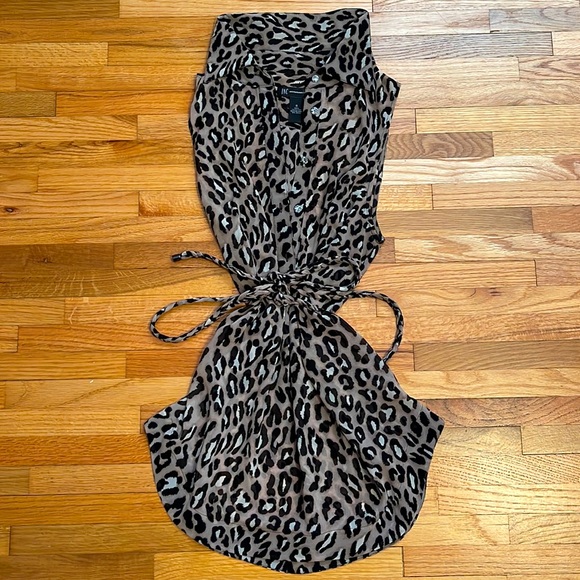 International Concepts Leopard Blouse with braided Tie - Picture 1 of 4